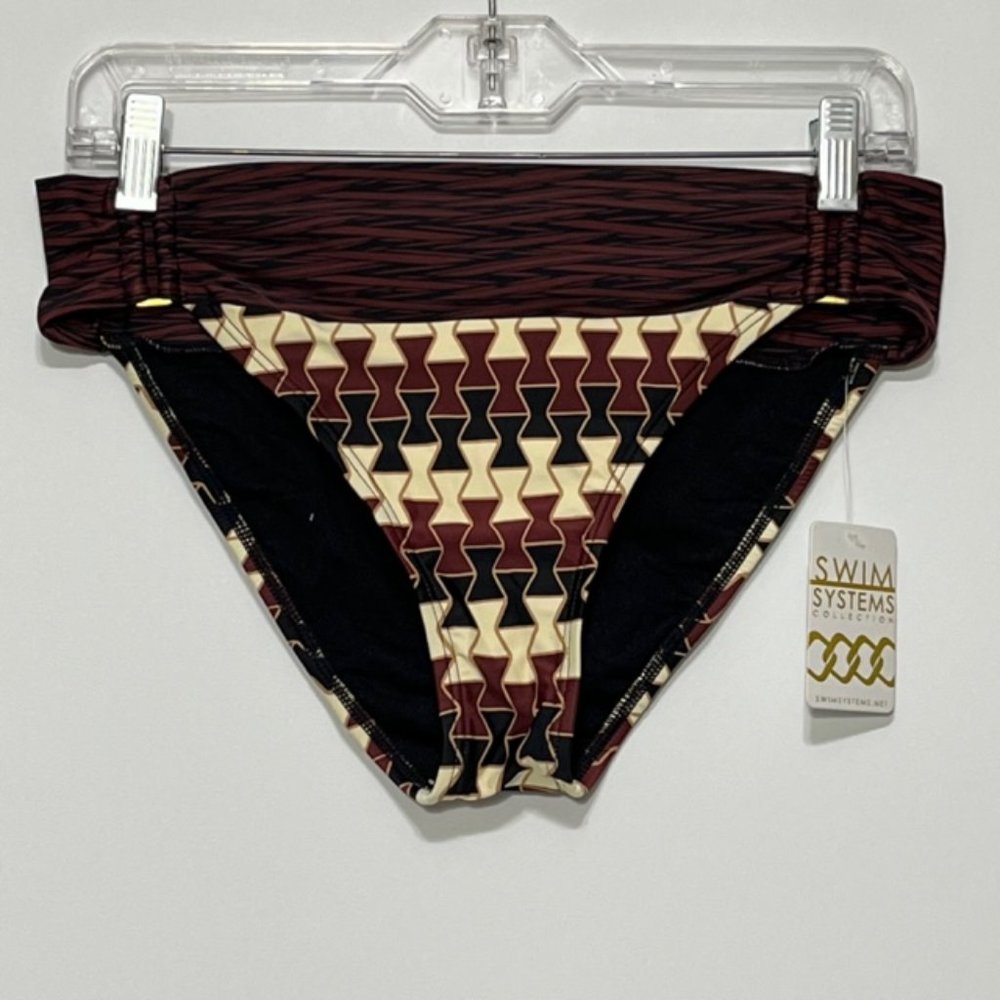 SWIM SYSTEMS COLLECTION Dakota Shirred Banded Bikini Bottom Size XL NWT